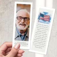 In Loving Memory Photo US Flag Funeral Bookmarks