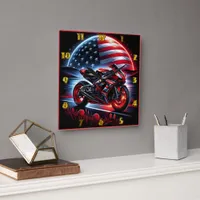 Vibrant ride beneath the night sky square wall clock