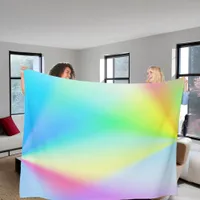 Modern faux iridescent pastel rainbow colored fleece blanket