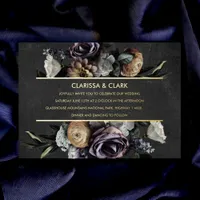 Dark Moody Bold Floral Gold Wedding Foil Invitatio Foil Invitation