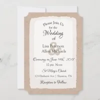 Simple Rustic Tan and White Wedding invitations