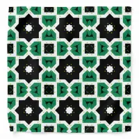 Modern Green White & Black Geometric Pattern Bandana