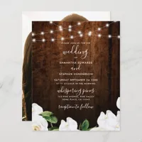 Budget String Light Floral Wood Wedding Invitation