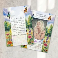Wildflower Photo Sympathy Funeral Memorial Thank You Card