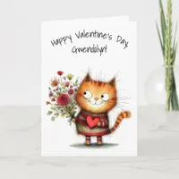 Charming Orange Kitty Cat Happy Valentine's Day Card