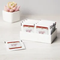 Elegant Wedding Luxury Red White Gold Monogram Hand Sanitizer Packet