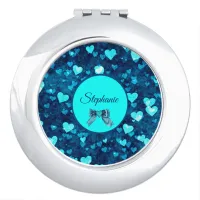 Vivid Blue Hearts Compact Mirror