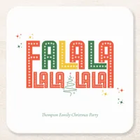 Family Christmas Karaoke Church Carols Service  Square Paper Coaster