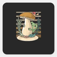 Cottagecore Mushroom Forest Toad Goblincore Mycolo Square Sticker