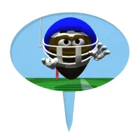 Funny Cartoon Football in a Helmet Cake Topper