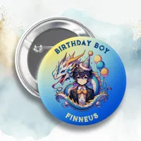 Anime Dragon Personalized Birthday Boy Button