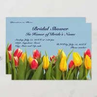 Pink and Yellow Tulips Bridal Shower Invitation