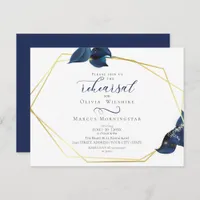 Rehearsal | Modern Deep Indigo Blue and Gold Invitation