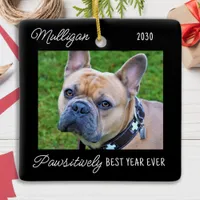 Cute Dog Christmas Customized 2 Pet Photo Ceramic Ornament