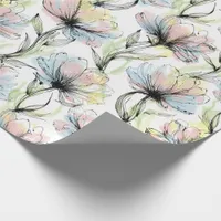 Abstract Alcohol Wash Pen and Ink Medium Flowers Wrapping Paper