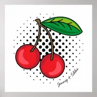 Retro Cherries Comic Book Food Pop Art Poster