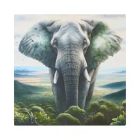 Close up of Elephant Face, Tusks, Trunk Metal Print