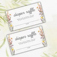 Spring Baby Shower Wildflowers Diaper Raffle Cards