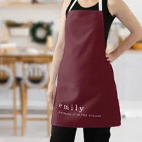 Minimalist Fun Quote Name Burgundy Christmas Apron