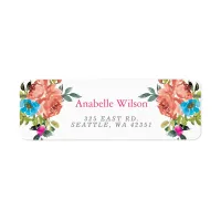 Rustic Bright Floral Pink Orange Label