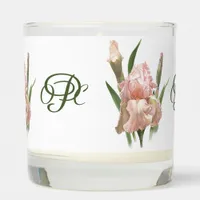 Pink Iris Flower Botanical Art Personalized Scented Candle
