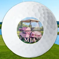 Chic Pink Personalized Golf Cart Custom Monogram  Golf Balls
