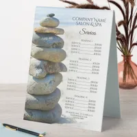 Rock Stack Cairn Spa Salon Services Menu Table Tent Sign