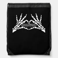Halloween - Skeleton Hands Heart Drawstring Bag