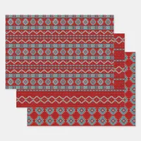 Southwest Mesas Turquoise & Red Geometric Pattern Wrapping Paper Sheets