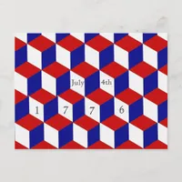 Postcard - July 4th, 1776  Block illusion