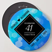 Elegant 41st Blue Topaz Wedding Anniversary Button