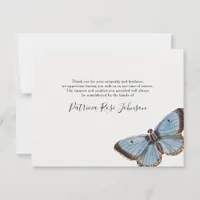 Simple Blue Butterfly Funeral Memorial Thank You