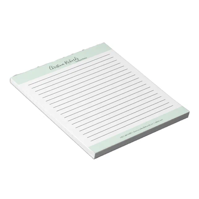 Stylish Green Minimalist Lined Notepad