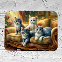 Cats on the sofa - cute scene in vintage look magnet