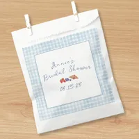 Elegant Blue Gingham Summer Brunch Bridal Shower Favor Bag