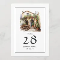 Watercolor Italian Destination Wedding Table Number