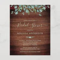Budget Rustic Greenery Bridal Shower Invitation 