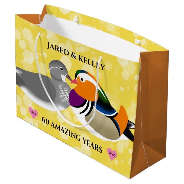 Mandarin Ducks Lovebirds Any Anniversary Large Gift Bag