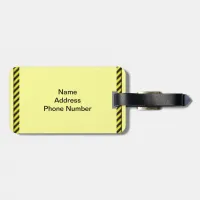 Thin Black and Yellow Diagonal Stripes Luggage Tag