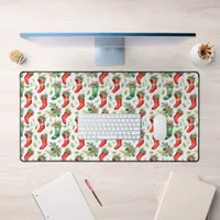 Green and Red Christmas Stockings Desk Mat