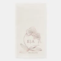 Elegant Orchid Crest Botanical Wedding Guest Towel