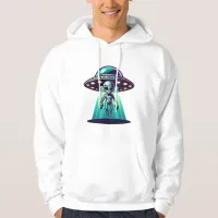  Ai Art with UFO Beaming up an Alien  Hoodie