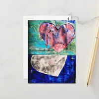 Two Hearts Mixed Media Postcard
