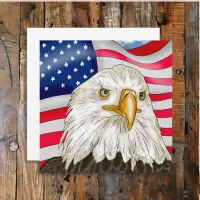 Bald Eagle in front of American Flag Patriotic Art