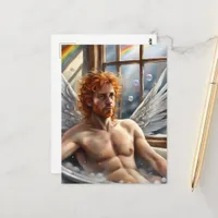 Fairy Angel Man Red Hair in the Bubblebath Postcard