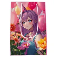 Anime Themed Birthday Girl Medium Gift Bag