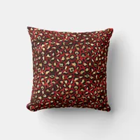 Red and Gold Leopard Print Throw Pillow