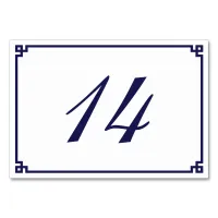 Minimalist Navy Blue Greek Key Border Table Number