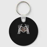 Autism Skull Hand Puzzle Piece Heart Creative Keychain