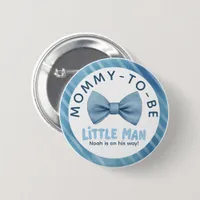 Blue Bow Tie Mommy-to-be Little Man Baby Shower  Button